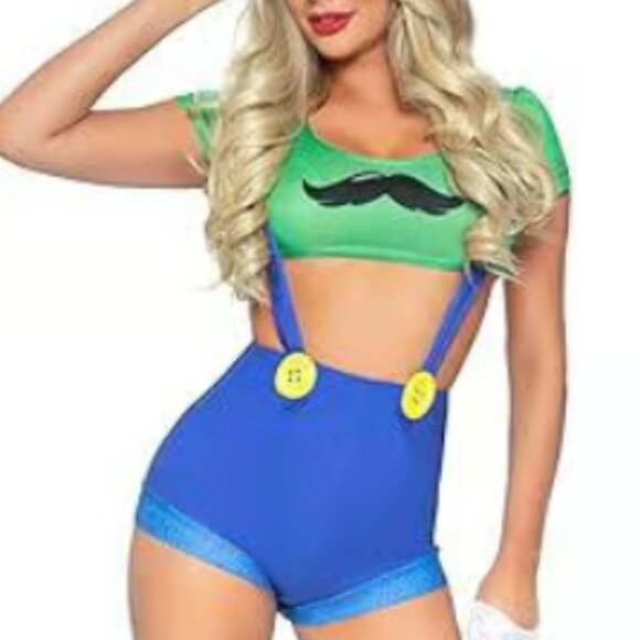 Gamer Sidekick Sexy Luigi Costume With Hat Leg Avenue 🆕⌚😮‍💨⚡🚚 - Picture 4 of 16